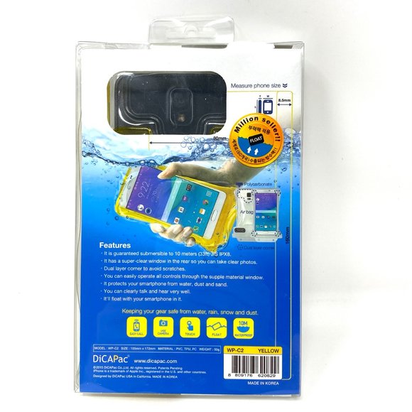 Waterproof Case Smartphone WP-C2 Dicapac Mobile Phone 14.5 cm 5.7" Cover Yellow - Picture 2 of 5